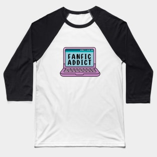 Fanfic Addict - Purple Laptop Baseball T-Shirt